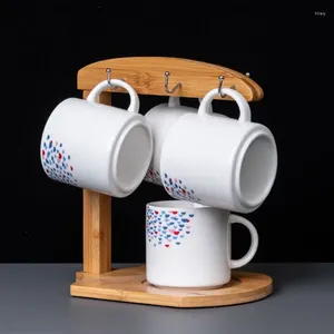 Кухня для хранения 6 крючков Home Bamboof Cup Cup Creative Mug Strack Teak Tea и посуды Организатор для кофейных кружков