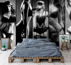 Documenti da parete personalizzati Body art moderna PO Wallpaper nero White Sexy Woman Wallpaper Love El Wall Mural camera da letto bar Papel 2701119
