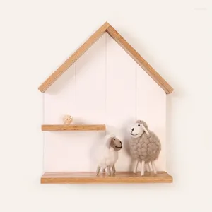 Płyty dekoracyjne w stylu nordyckim półka ścienna z litego drewna do dekoracji domu w sypialni dla dzieci pokazuje stojak kreatywny dom.