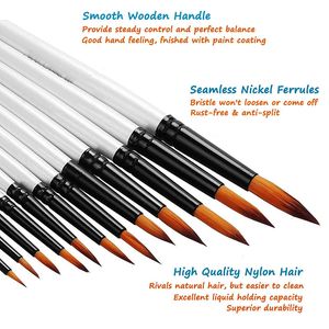 Acrylic Paint Brushes Set 12pcs Professional Round-Pointed Tip Artist Paintbrushes for Acrylic Watercolor Oil Face Painting