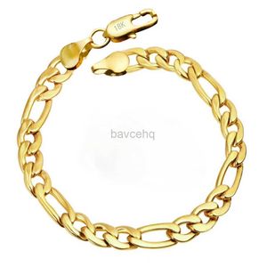 Bangle 18K Gold Color Bracelets for Women Men 8MM Geometry Chain Fashion Wedding Party Christmas Gifts Fine Jewelry 240411