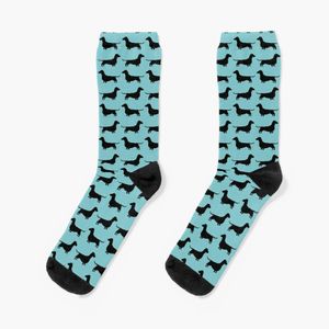 Dachshund Dog Silhouette (s) |Glatte beschichtete Wiener -Hundeblächen, die Socken laufen lassen