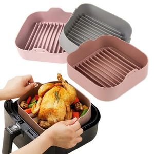 Multifunctional Air Fryer Silicone Pot Reusable Non-Stick Steamer Pad Oven Baking Tray Bread for Kitchen Accessories Round Square TH39a