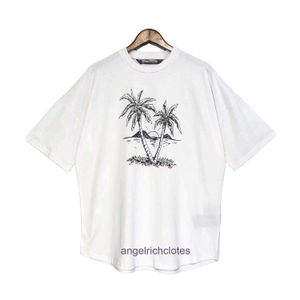 High End Designer kläder för PA-vinklar tidvattenmärke solnedgång kokosnöt tryckt kort ärm t-shirt herr och kvinnor hög gata lös halva ärm med 1: 1 original etiketter