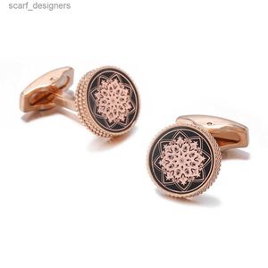 Cuff Links Cufflinks for Men TOMYE XK20S030 Fashion Round Rose Golden Figure Button Formal Casual Dress Cuff Links Wedding Gifts Jewelry Y240411