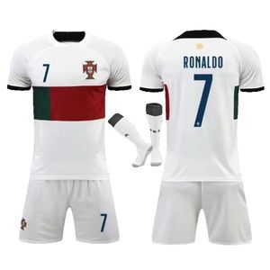 2023-2024 Portugal Away No. 7 Cristiano Ronaldo Jersey de futebol esportivo para crianças adultas Conjunto+meias