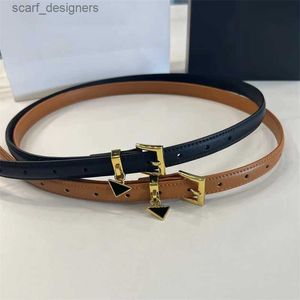 Belts Designer Belt Cowhide Belts Luxury Brand Belts Gold Smooth Buckle Triangle Women Thin Unique Pendant Clasp Black Designer Simplicity 1.8cm Y240411