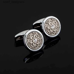 Cuffi collegamenti a motivi vintage gemelli per camicia da uomo Accessori per cuffia per cuffie cristalline Crystal Cuffing Link di alto grado Designer Cuff Biteri di marca Y240411