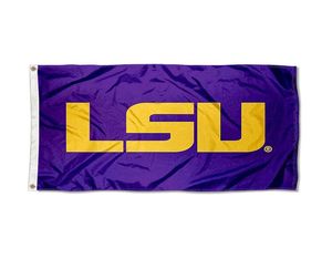 Iana State LSU Tigers Mor Bayrak Ücretsiz Nakliye 150x90cm Baskı Polyester M Club Sports M bayrağı Pirinç Gromets8078569