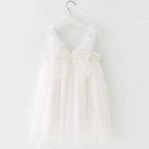Flickans klänningar 1-5t babyfjäril prinsessa klänning rosa bröllopsklänning för blomma flicka 12 m spädbarn 1st födelsedag dop outfit sommar casual tyg um8g