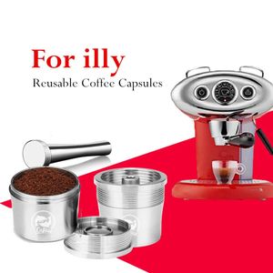 Icafilas CEABLABLE kaffekapsel Filter Fit för Illy Coffee Machine Refilble rostfritt stål Kaffekapsel Tamper Spoon 240326