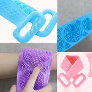 3pcs Cleansing Skin Back Brushes Manual Body Exfoliating Scrub Belt Family Silicone Shower Skin Clean Scrubber Bathroom Supplies