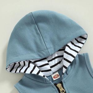 Giyim Setleri Toddler Boys kapüşonlu sweatshirt kıyafeti 2pcs bebek kolsuz fermuar kapüşonlu renk çizme şort