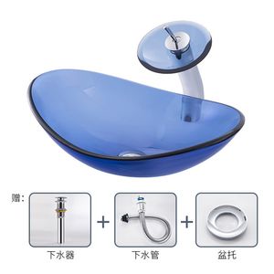강화 유리 세탁 바신 현대 간단한 욕실 싱크 싱글 유역 투명 미술 욕실 세면기 원형 세척 싱크