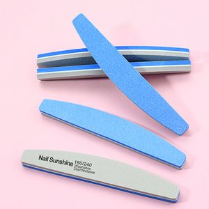 3Pcs Boat Shape Nail Files Pack 100 180 Grit Sanding Sandpaper Nails Buffer File For Manicure Blue&Grey Washable Nail Care Tools