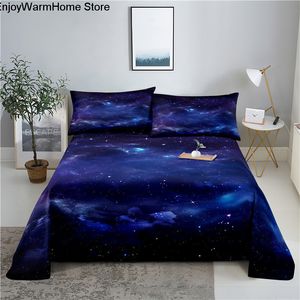 Nightscape Starry Sky Cloud Printing Digital Polyester Bed Sheet com fronha 0,9/1.2/1.5/1.8/2.0m Conjunto de cama