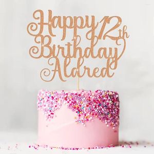 Forniture per feste Cake Topper personalizzato Decorazione di buon compleanno personalizzato con qualsiasi nome glitter a età 16a 18 21 ° 30 ° 40 ° 50 50