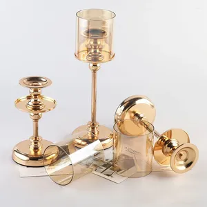 Candle Holders Luxury Classic Metal Candlestick Vintage Gold Wedding Home Decoration Crystal