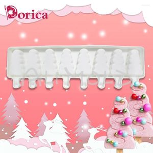 Baking Moulds 8 Cavities Chrismas Tree Silicone Ice Cream Mold Popsicle Molds 3D Snack Gadgets Cake Decorating Tools Kitchen Accessories
