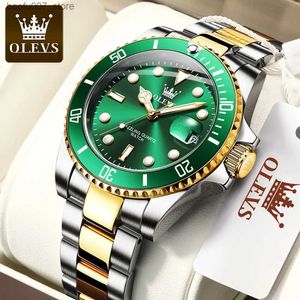 Armbandsur oelvs Mens Quartz Diver rostfritt stål Topp lyxiga nattljus kalender mens gröna vattentäta primitiva män