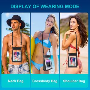 HAISSKY Upgrade Large Waterproof Swimming Bag Universal Double Hooks Phones Earphone Keys Lanyard Storage Waterproof Phone Pouch