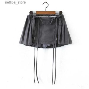 Sexy Skirt Y2K New Womens Clothing Spring Summer Female y Polyester Brand Skirt Women Slim Mini Kawaii Black Skirts Lace-up Above Knee L410