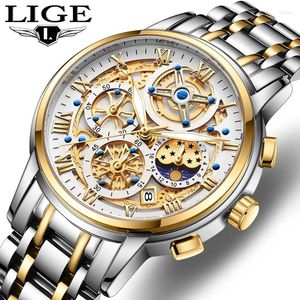 Armbanduhr Lige Man Watch Mode Original Quarz Uhren für Männer Edelstahl wasserdichte Chronographen Waffenhandbuch Reloj Hombre