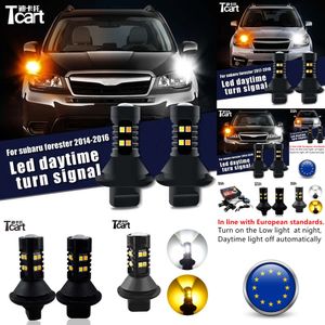 Acessórios para carros 7440 T20 WY21W W21W PARA SUBARU FORESTER SJ 2014 2015 2016 2017 2018 LED DIA DIA RUNCH LIGHT Turn Drl 2in1