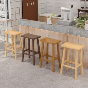 Nordic Dining Saddle Stool Solid Wood Bar Chair Modern Design Suitable for Milk Tea Shops Kitchens High Stool with Style