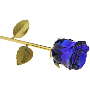 Decorative Flowers Crystal Rose Flower Gift For Valentine's Day Mother's Anniversary Wedding Decoration (Blue)