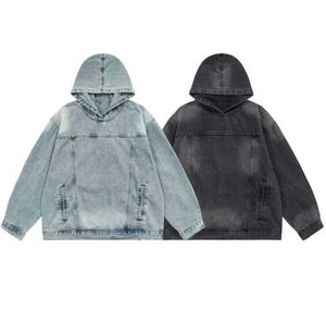 OEM Custom Unisex Baumwoll Schwergewicht Functional gewaschener Hoodie für Männer Street Wear Vintage Denim Stoff Hoodies