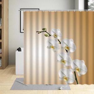 Shower Curtains White Orchid Flower Printing Elegant Curtain Colorful Floral Plant 3D Spring Bathroom Waterproof Screens Decor