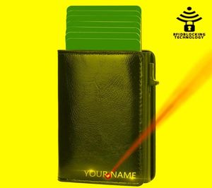 Uchwyty karty Uchwyt spersonalizowany Portfel RFID Black Pu skóra Slim Mini Portfel Mała Money Bag Mężczyzna