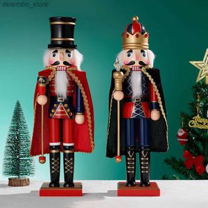 Arts and Crafts 38cm Christmas Nutcracker Wooden Cloak Kin Soldier Handicraft Desktop Walnut Fiurine Ornament Home Office Decor Festival ifts L49