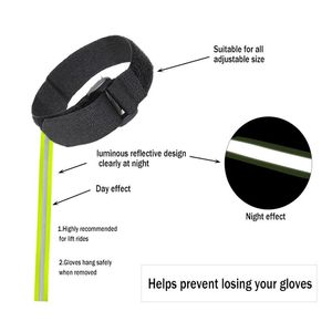 Handcuffs Glove Strap 4PCS Reflective Sport Glove Safety Strap Ski Gloves Elastic Wrist Handcuffs Mountaineering Ski Accessories