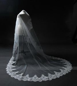 Elegant Whiteivory Long Bridal Veil Tulle Lace Applices Hochzeitsschleier für Kirche 2021 Neuankömmling 5574456