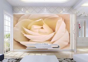 Bakgrundsbilder Hemdekoration 3D Stereoskopisk tapet Romantiska rosblommor Anpassade PO White