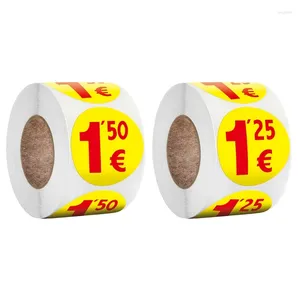 Gift Wrap 500pcs Garage Sale Rummage Price Sticker Labels 1.25/1.5 Euros Prices Round Pricing Stickers For Flea Market