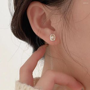 Stud Earrings Korean Version S925 Sterling Silver Pearl With A Simple And Aloof Style Ins Small Red Book