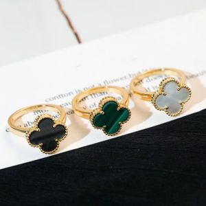 Casal Rings Double Clover Full Diamond Open anel aberto caleidoscópio Star Hollo