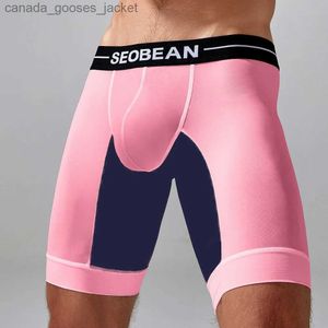 UNDUPTS SEOBEAN MENS Uzun Boxer kumaş Naylon Elastik Erkekler için Uygun C240411