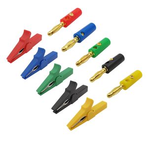 2Pair 55mm CLIP CLIP CLIP CROCODILE CLAMP 4MM BANANA CONECTOR PULLECTOR EXECTO DE TESTE ELÉTRICO DO TESTE BATERIA