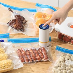 Makine USB Şarj Edilebilir Elektrikli El Vakum Mühür Pompası BPA Yeniden Kullanılabilir Vakum Gıda Depolama Fermuf Torbaları Taşınabilir Gıda Sous vide Çantalar