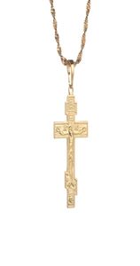 Guldfärg ryska ortodoxa kristendomen kyrka evig kors charms hänge halsbandsmycken Ryssland Grekland ukraine gåva3714645