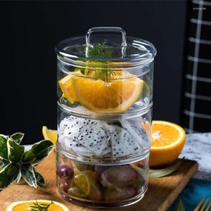 Skålar transparent förvaring skål frukt torr sallad dessert containerglas kan dekorativa bordsartiklar blandning