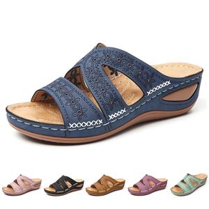 Summer Women Wedges Sandals Premium Orthopedic Ortopedic Apri Sandals Vintage Anti-slip Platform Casual Female Platform Slipisti retrò 240403 240403