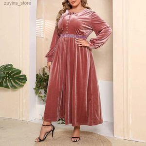 Vestidos casuais básicos elegantes plus size veludo vestido longo amarre pescoço mulheres outono inverno cintura a-line vestidos maxi vestidos vintage l49