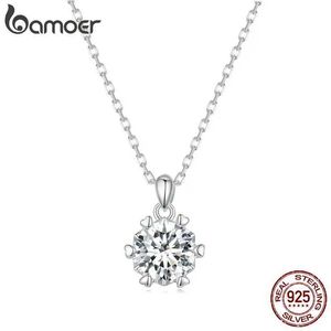 3GO3 Pendanthalsband Bamoer Moissanite Pendant Necklace For Women High Quality 925 Sterling Silver Wedding Party Bridal Fine Jewelry 3 Colors 240410