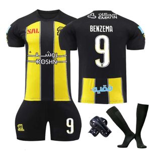 2324 Nowy Jeddah United Home nr 9 Benzema nr 7 Kantor Kids Set Set Tchedable Soccer Jersey