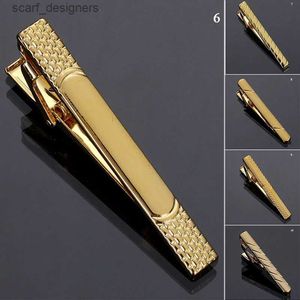 Tie Clips Luxury Tie Clip Classic Simple Style Pin Buckle Bar Gold Mens Business Necklace Clip Metal Mens Jewelry Accessories Y240411